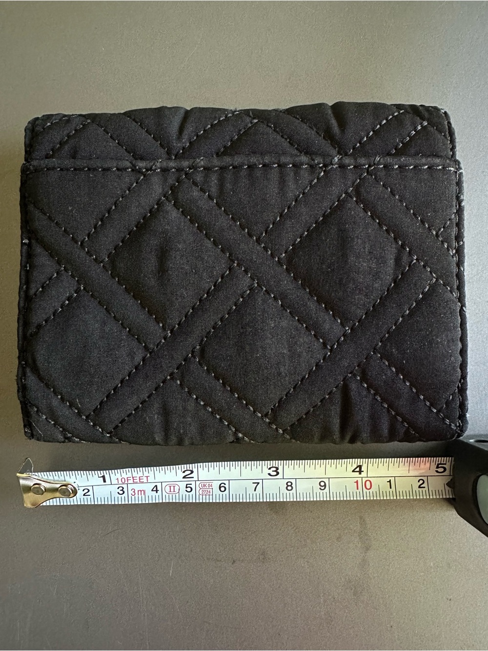 Vera Bradley Black Quilted Logo Tri-Fold Wallet Snap Closure ID Window - Picture 10 of 10